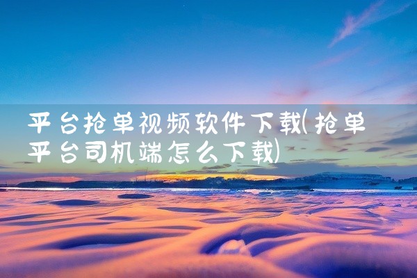 平台抢单视频软件下载