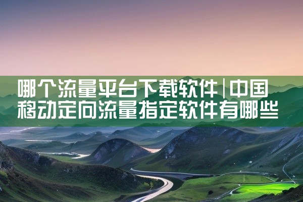 哪个流量平台下载软件