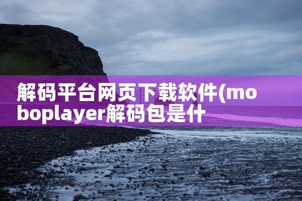 解码平台网页下载软件